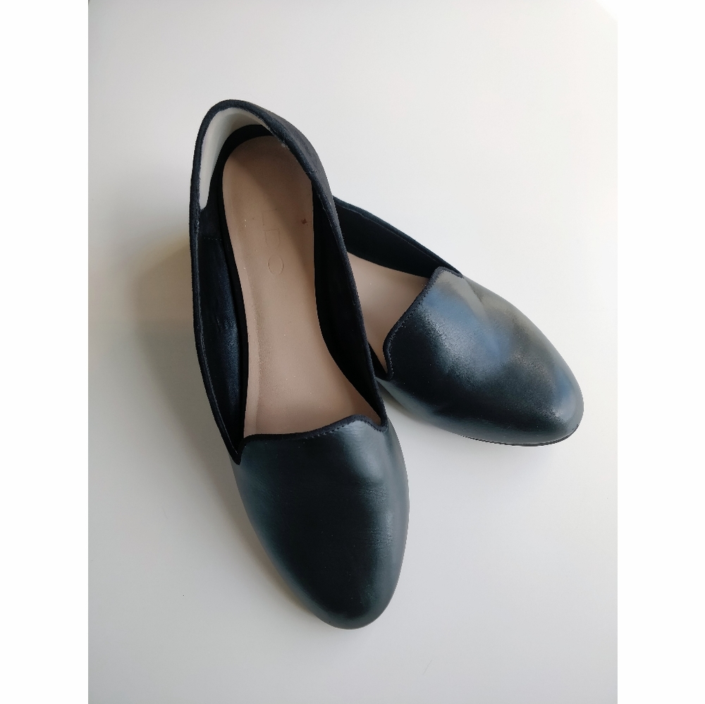 Aldo Black Leather & Suede Flats